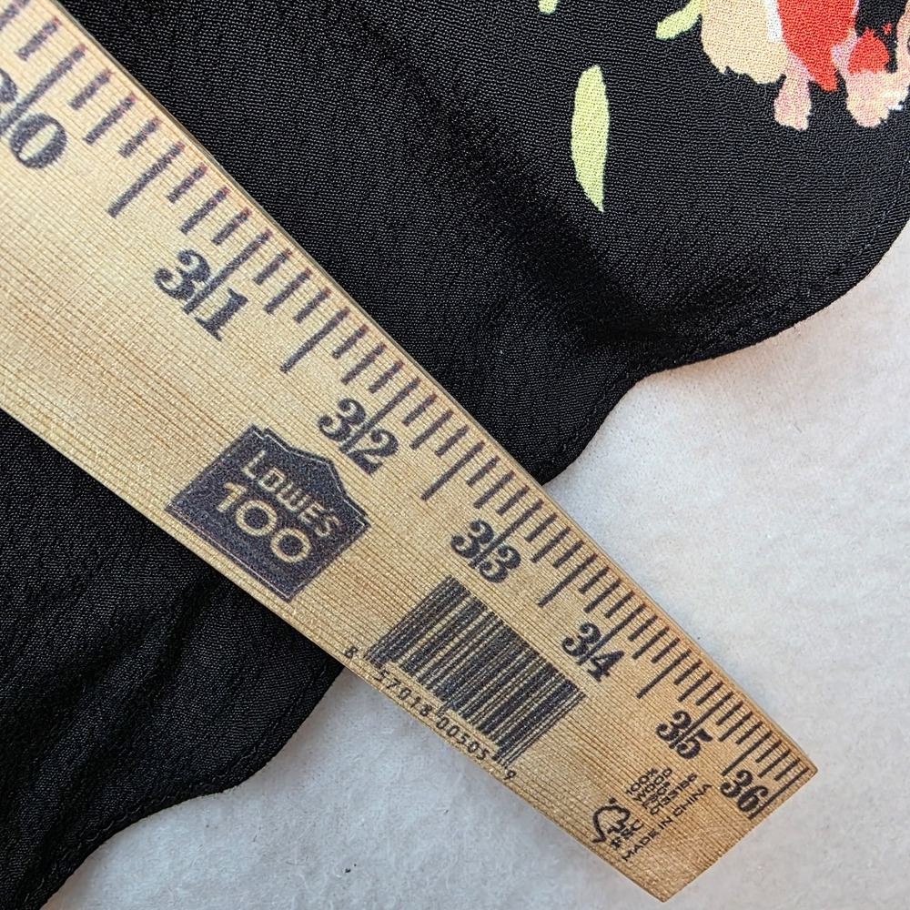 Free People Floral Dress Womens 2 Black 6 Neon Garden Balloon Sleeve V Neck - Picture 4 of 6